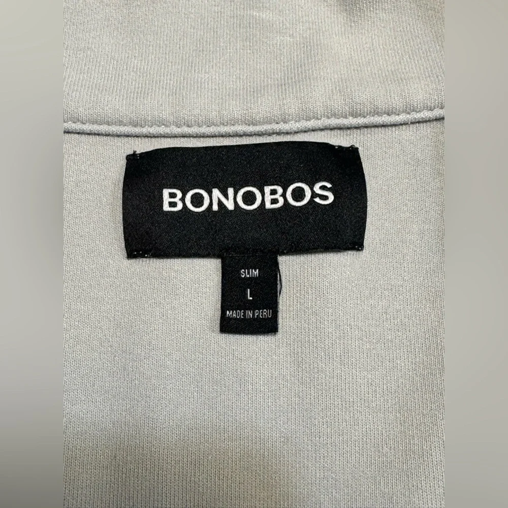 BONOBOS Men Size L Blue Quarter Zip Sweatshirt Long Sleeve Cotton Blend Slim Fit - Picture 3 of 7